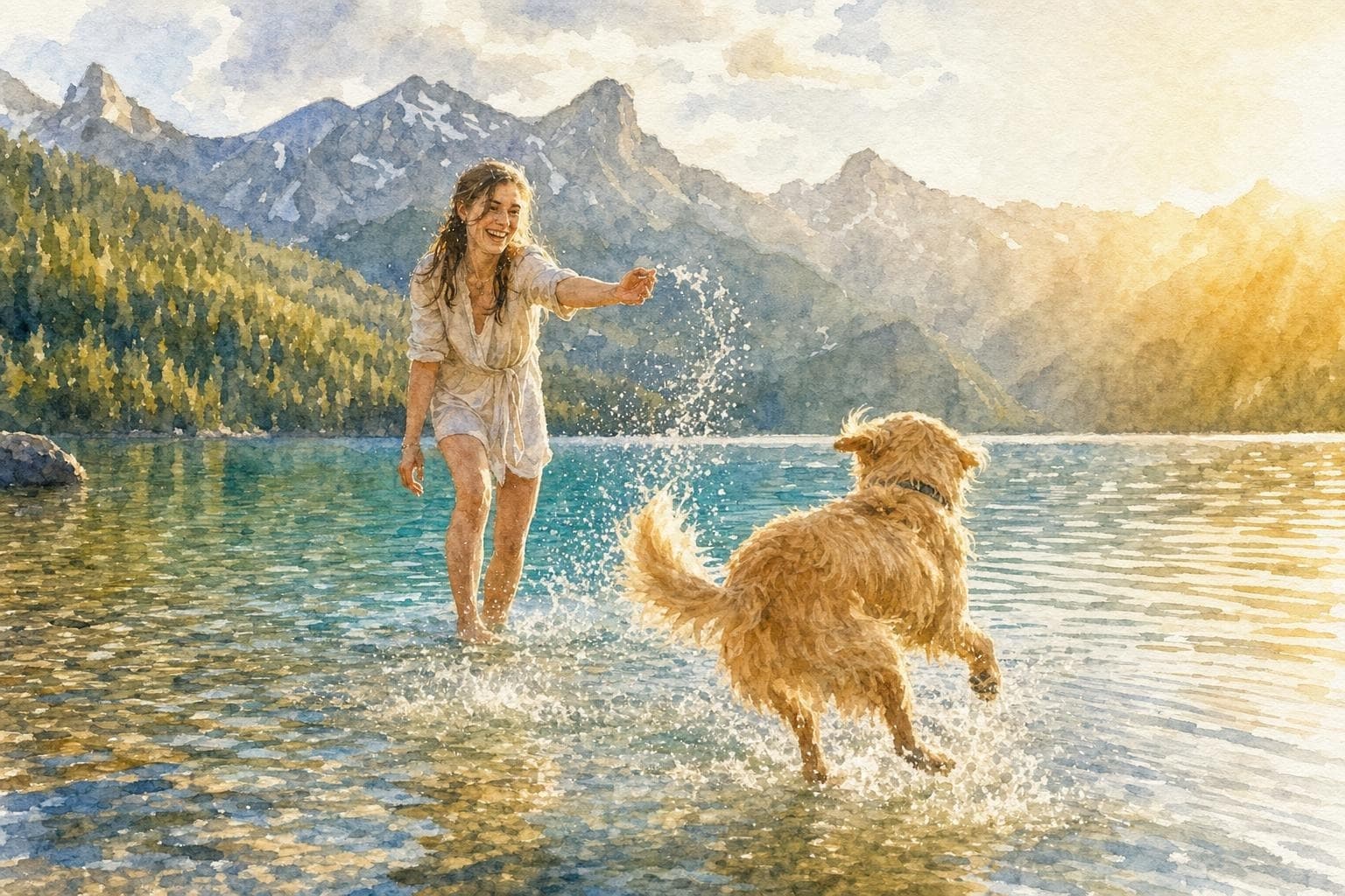 Treuer Begleiter – als Kunstwerk im Stil Aquarell 1 – Wasserklang