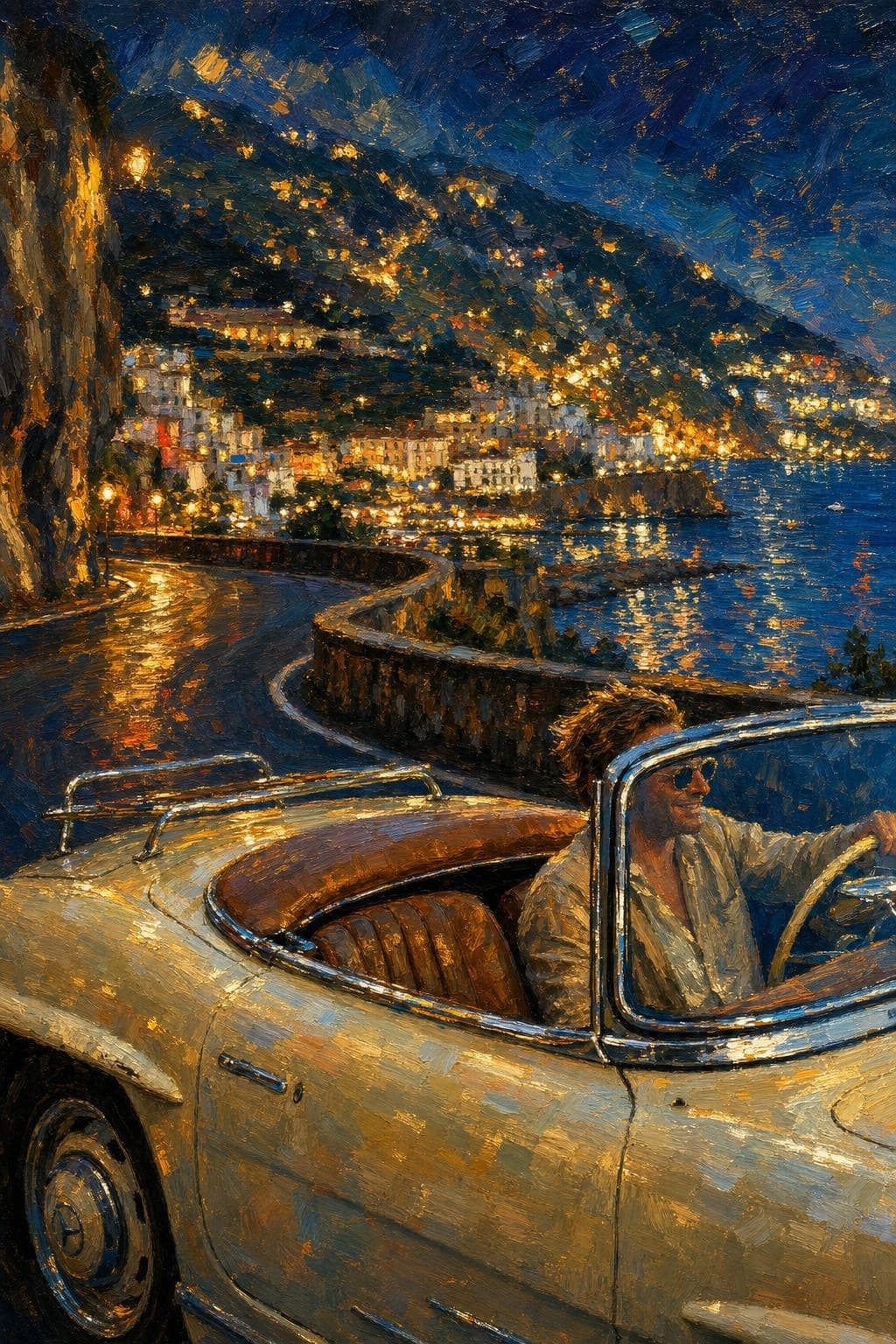 Der erste Wagen – als Kunstwerk im Stil Impressionismus 2 – Lichternacht
