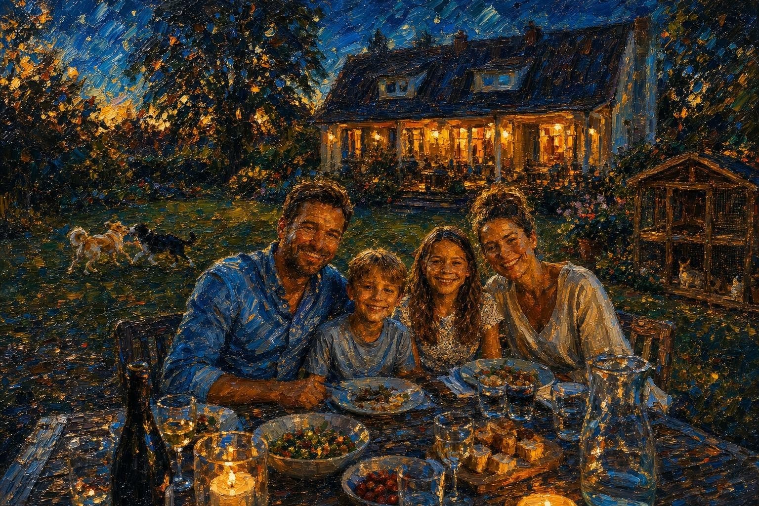 Das erste Zuhause – als Kunstwerk im Stil Impressionismus 2 – Lichternacht