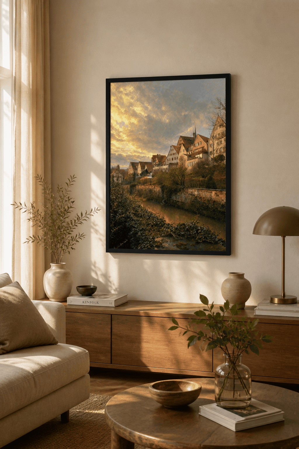 Wo du herkommst – als Gerahmter Giclée-Druck auf Enhanced Matte Art Paper, Schwarz an einer Wand, Kunstwerk im Stil Realismus 1 – Lichtbruch